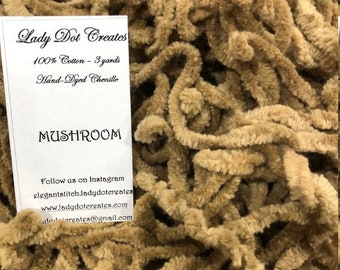 Chenille Trim, Mushroom, Lady Dot Creates, Chenille, Hand Dyed Chenille, Cotton Chenille, Sewing Notion, Sewing Accessory, Sewing Trim