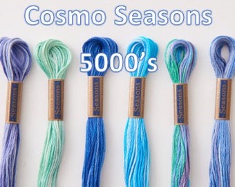 Cosmo, SE80-5000 Series, Seasons Embroidery Thread, 6 Strand Cotton Floss,Punch Needle, Penny Rugs, Primitive Stitching, Sewing Accessory