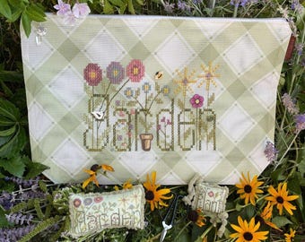 Counted Cross Stitch Pattern, Garden Bag, Project Bag, Pincushion, Flower Pots, Zip It Pull, Notions Bag, Shepherd's Bush, PATTERN ONLY
