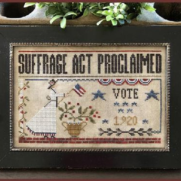 Counted Cross Stitch Pattern, Suffrage Act, Americana, Patriotic Decor, American Flag, Little House Needleworks, PATTERN ONLY
