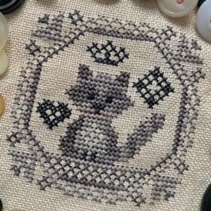 Counted Cross Stitch Pattern, Quirky Quaker Raccoon, Country Rustic, Pillow Ornament, Bowl Filler, Darling & Whimsy Designs, PATTERN ONLY