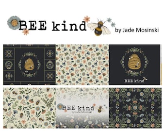 Quilt Fabric, Bee Kind, Floral Fabric, Quilters Cotton, Canvas Tote Fabric, Black Floral Fabric, Save The Bees, Jade Mosinski, Northcott