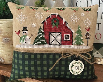 Counted Cross Stitch Pattern, Christmas Barn, Winter Decor, Christmas Decor, Ornament, Primrose Cottage Stitches, PATTERN ONLY