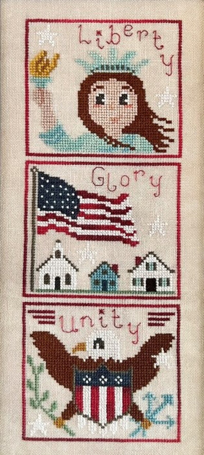 Counted Cross Stitch Pattern, Liberty Glory Unity, Patriotic Decor ...