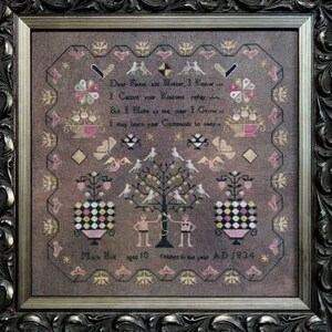 Counted Cross Stitch Pattern, Maria Bull 1834, Reproduction Sampler, Antique Reproduction, Religious, Fox and Rabbit, PATTERN ONLY