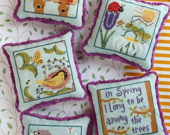 Cross Stitch Pattern, Spring Forest Scrapbook Part 1, Woodland Animals, Pillow Ornament, Hedgehog, Lindy Stitches, PATTERN ONLY