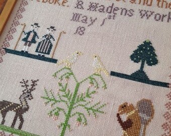 Cross Stitch Pattern, R Haden, Antique Reproduction, Primitive Decor, Reproduction Sampler, Inspirational, Pineberry Lane PATTERN ONLY