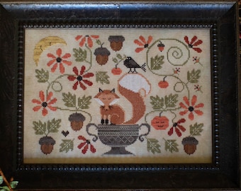 Counted Cross Stitch Pattern, Rest a Wile, Fall Decor, Woodland Decor, Fox, Primitive Decor, Plum Street Samplers, PATTERN ONLY