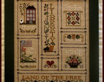 Counted Cross Stitch Pattern, Heart of America, Patriotic Decor, Americana, American Flag, Motifs, Little House Needleworks, PATTERN ONLY