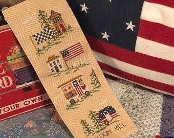 Counted Cross Stitch Pattern, Freedom Hill, Patrotic, Americana, Flags, Camper, Woodland, Carolyn Robbins, KiraLyns Needlearts. PATTERN ONLY