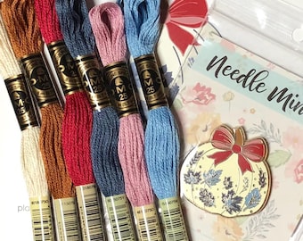 October Needle Minder, Blue Willow Pumpkin, Needle Minder, Needle Nanny, Cross Stitch, Embroidery, Flamingo Toes