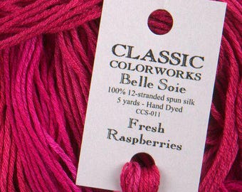 Belle Soie, Fresh Raspberries, Classic Colorworks, 5 YARD Skein, Hand Dyed Silk, Embroidery Silk, Counted Cross Stitch, Embroidery Thread