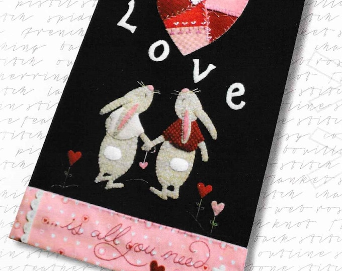 Wool Applique Pattern, Hare's Tale of Love, Valentine Decor, Crazy