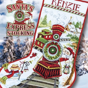 Counted Cross Stitch Pattern, Santa's Express Stocking, Christmas Stocking, Train, Snowman, Christmas Decor, Stoney Creek, PATTERN ONLY
