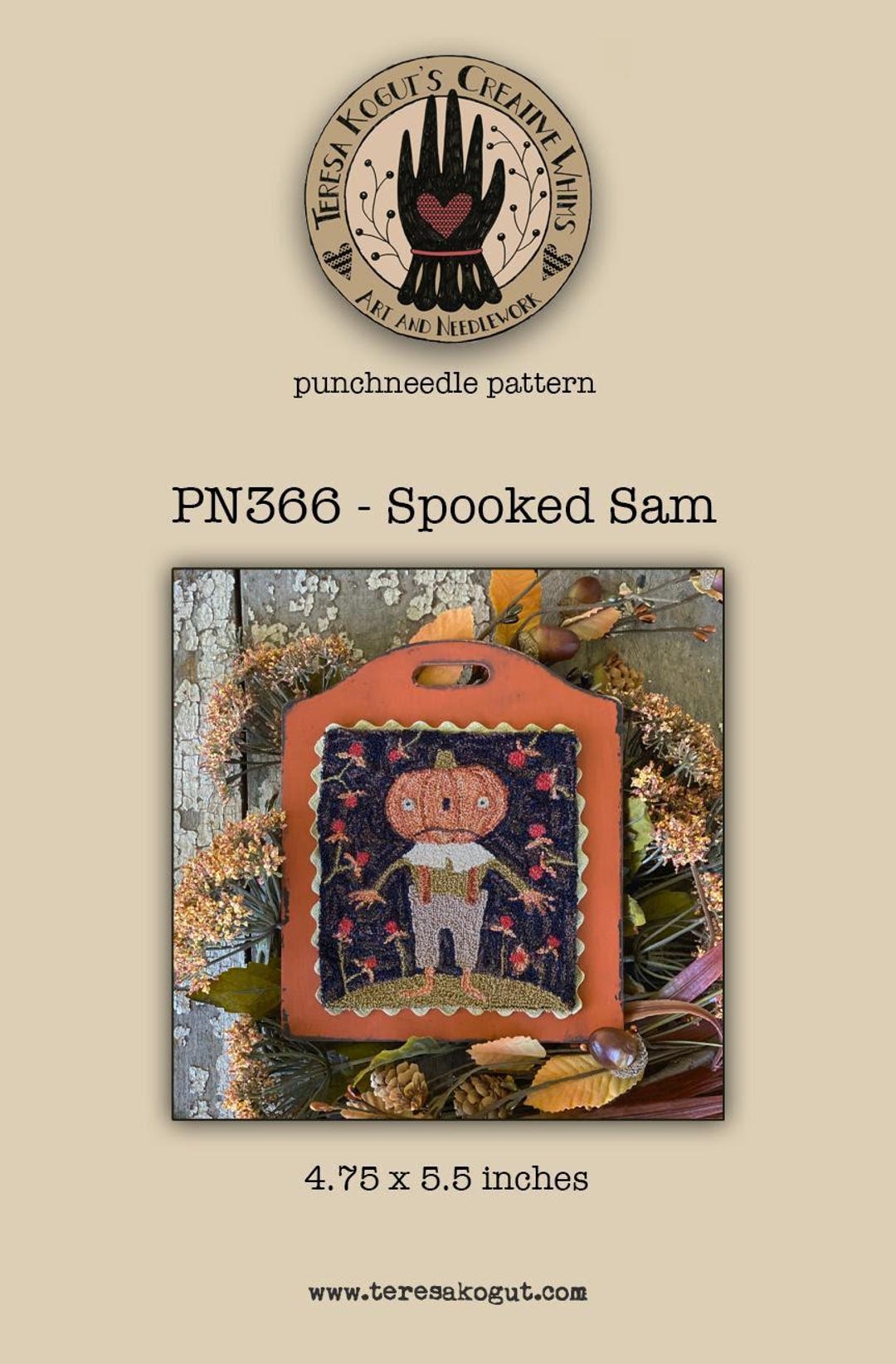 Punch Needle Pattern, Spooked Sam, Primitive Decor, Halloween