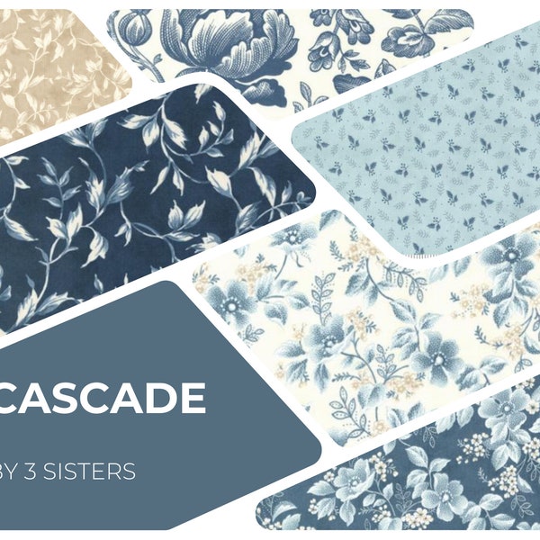 Quilt Fabric, Cascade, Quilters Cotton, Floral Fabrics, Cottage Chic, Layer Cake, Charm Pack, Shabby Cottage, 3 Sisters, Moda Fabrics