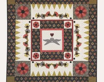 Quilt Pattern, Power of Love, Applique Quilt, Dresden Flowers, Wedding Quilt, Border Blocks, Heart, Wall Hanging, Suzn Quilts, PATTERN ONLY