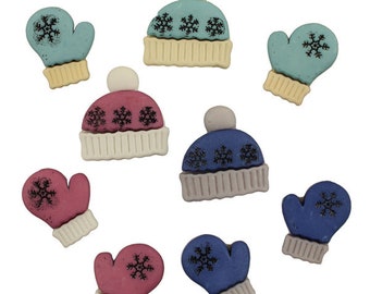 Winter Woolies, Mitten Buttons, Hat Buttons, Sewing Embellishment, Shank Buttons, Button Embellishment, Notions, Buttons Galore & More, 4135