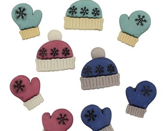 Winter Woolies, Mitten Buttons, Hat Buttons, Sewing Embellishment, Shank Buttons, Button Embellishment, Notions, Buttons Galore & More, 4135