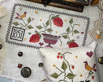Counted Cross Stitch Pattern, Strawberry Harvest, Summer Sampler, Strawberry Sampler, Summer Decor, Yasmins Made With Love, PATTERN ONLY