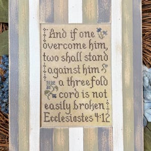 Counted Cross Stitch Pattern, A Threefold Cord, Inspirational Sampler, Religious Sampler, Memorial, Pillow, My Big Toe Designs, PATTERN ONLY