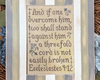 Counted Cross Stitch Pattern, A Threefold Cord, Inspirational Sampler, Religious Sampler, Memorial, Pillow, My Big Toe Designs, PATTERN ONLY