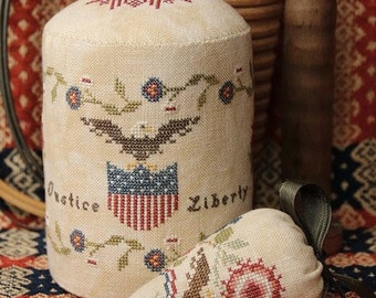 Counted Cross Stitch Pattern, Liberty Pin Drum, Needle Berry, Patriotic Decor, Beth Twist, Heartstring Samplery, PATTERN ONLY