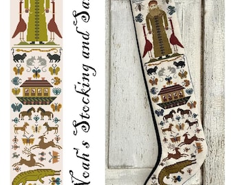 Counted Cross Stitch Pattern, Noah's Stocking & Sampler, Sampler Motifs, Kathy Barrick, PATTERN ONLY