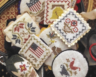 Counted Cross Stitch Pattern, Festive Little Fobs, Americana Edition, Scissor Fob, Beth Twist, Heartstring Samplery, PATTERN ONLY