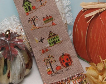 Counted Cross Stitch Pattern, Pumpkin Hill, Autumn Decor, Farmhouse Rustic, Hillside Village, Pillow, KiraLyn's Needlearts, PATTERN ONLY