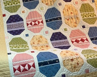 Quilt Pattern, Easter Egg Hunt, Wallhanging, Table Runner, Twin Size Quilt, Layer Cake Friendly, Laugh Yourself Into Stitches, PATTERN ONLY