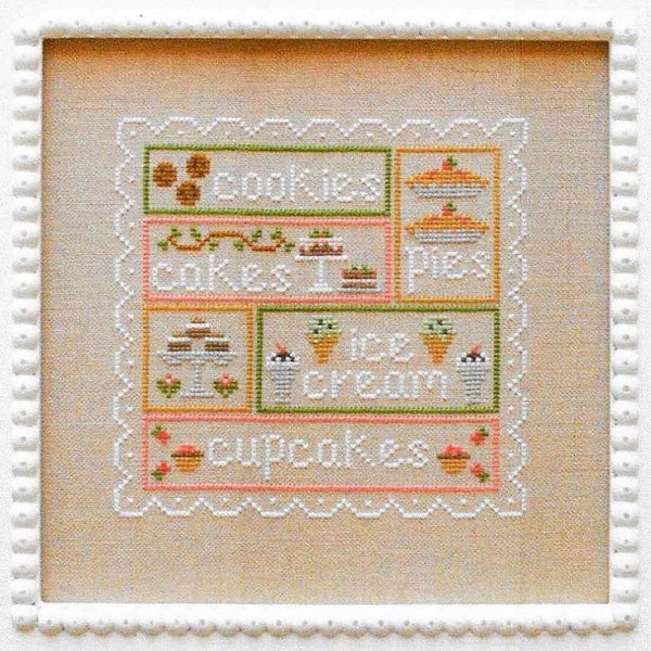 Counted Cross Stitch, Sweet Sampler, Cross Stitch Patterns, Cottage Decor, French Decor, Baking, Country Cottage Needleworks, PATTERN ONLY