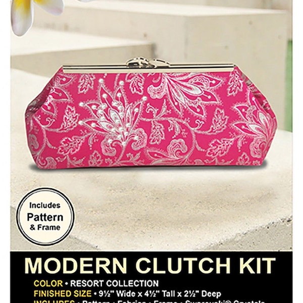 Sewing Patterns, Modern Clutch, Swarovski Crystals, Wallet, Accessory, Clutch, Cell Phone, Purse, Pink Sand Beach, PATTERN & KIT ONLY