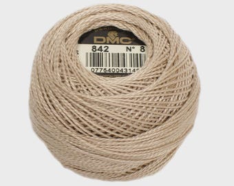 DMC Perle Cotton, Size 8, DMC 842, Very Light Beige Brown, Pearl Cotton Ball, Punch Needle, Embroidery Thread, Penny Rug, Wool Applique
