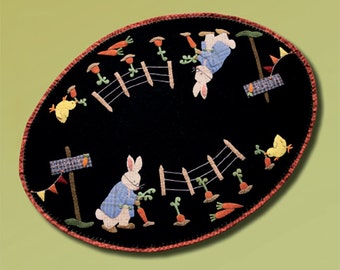 Wool Applique Pattern, U-Pick, Wool Applique, Wool Mat, Table Runner, Easter Decor, Spring Decor, Bunny, Chick, Nutmeg Hare, PATTERN ONLY