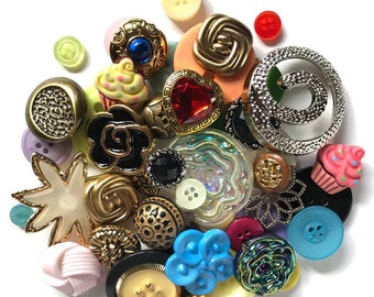 Great Grab Bag, Sewing Buttons, Gem Buttons, Craft Buttons, Novelty Buttons, 2 Hole Buttons, 4 Hole Buttons, GB100, Buttons Galore & More