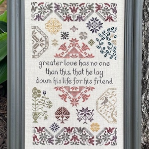 Counted Cross Stitch Pattern, Quaker Sacrifice, Quaker Sampler, Quaker Motifs, Inspirational, My Big Toe Designs, PATTERN ONLY