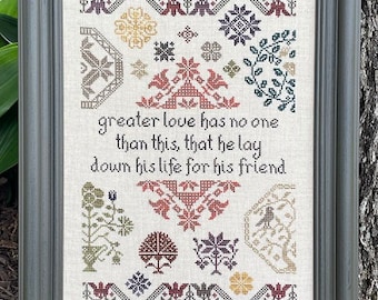 Counted Cross Stitch Pattern, Quaker Sacrifice, Quaker Sampler, Quaker Motifs, Inspirational, My Big Toe Designs, PATTERN ONLY