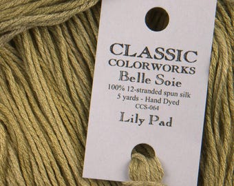 Belle Soie, Lily Pad, Classic Colorworks, 5 YARD Skein, Hand Dyed Silk, Embroidery Silk, Counted Cross Stitch, Embroidery Thread