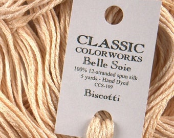 Belle Soie, Biscotti, Classic Colorworks, 5 YARD Skein, Hand Dyed Silk, Embroidery Silk, Counted Cross Stitch, Hand Embroidery Thread