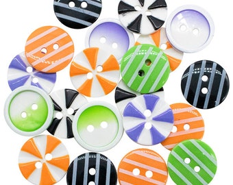 Scream, Halloween Buttons, Purple Buttons, Orange Buttons, Stripe Buttons, Green Buttons, Button Embellishment, Buttons Galore & More 4547