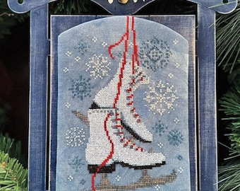 Counted Cross Stitch Pattern, Snow Kissed Skates, Winter Decor, Snowy Motifs, Christmas Pillow Ornament, Robin Pickens, PATTERN ONLY