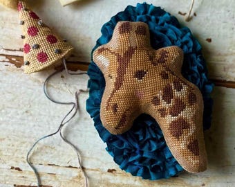 Counted Cross Stitch Pattern, Goose, Animal Crackers Series, Giraffe, Pillow Ornament, Pin Keep, Stacy Nash Designs, PATTERN ONLY