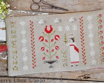 Cross Stitch Pattern, Christmastime Sewing Roll, Christmas Decor, St. Lucia, Doves, Snowflakes, Inspirational, Pineberry Lane PATTERN ONLY