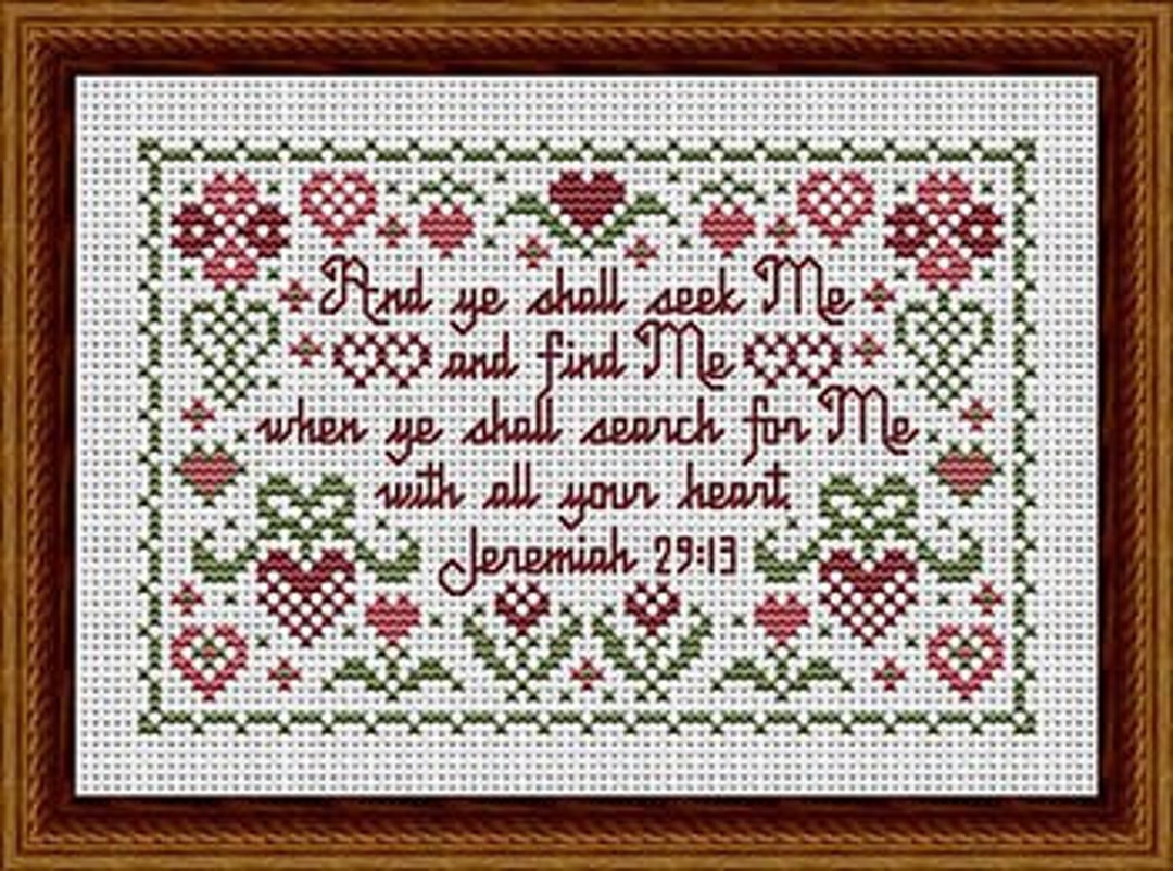 Counted Cross Stitch Pattern, With All Your Heart, Inspirational ...