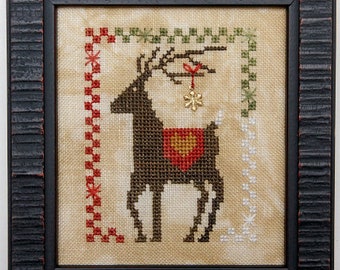 Counted Cross Stitch Pattern, Dazzlin' Deer, Reindeer, Christmas Decor, Christmas Ornament, Ornament, Heart in Hand, PATTERN ONLY