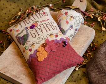 Counted Cross Stitch Pattern, Turkey Time, Thanksgiving Decor, Autumn Decor, Pin Pillow, Pin Keep, Erica Michaels, PATTERN ONLY
