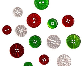 Fancy Christmas, Christmas Collection, Two Hole Buttons, Four Hole Buttons, Christmas Colors, Embellishments, 4842, Buttons Galore & More