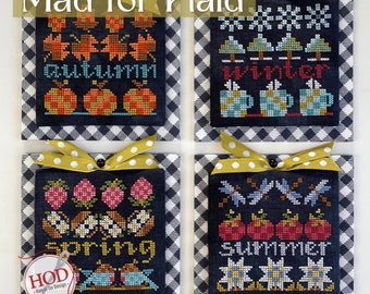 Cross Stitch Pattern, Mad For Plaid, Seasonal Decor, Pillow Ornaments, Bowl Fillers, Home Decor, Hands On Design, PATTERN ONLY