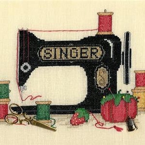 Counted Cross Stitch Pattern, Sew Many Memories, Vintage Sewing Machine, Thread Spools, Scissor Charm, Sue Hillis Designs, PATTERN ONLY